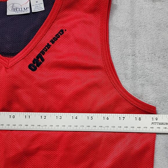 Vintage 90s Bum Equipment Top Womens M Red Blue Sleeveless V-Neck Tank Mesh - Picture 7 of 9